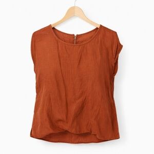 Maria Gabrielle Rust Hi-Lo Bohemian Gauze Top Sz XL